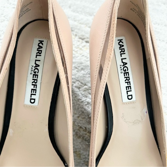 Karl Lagerfeld Paris Nude & Black Cap Toe Pumps Size 6.5 - Picture 7 of 11